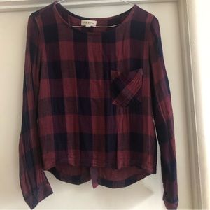 ❤️Cloth &Stone Anthropologie Plaid Long Sleeve Top Size S
